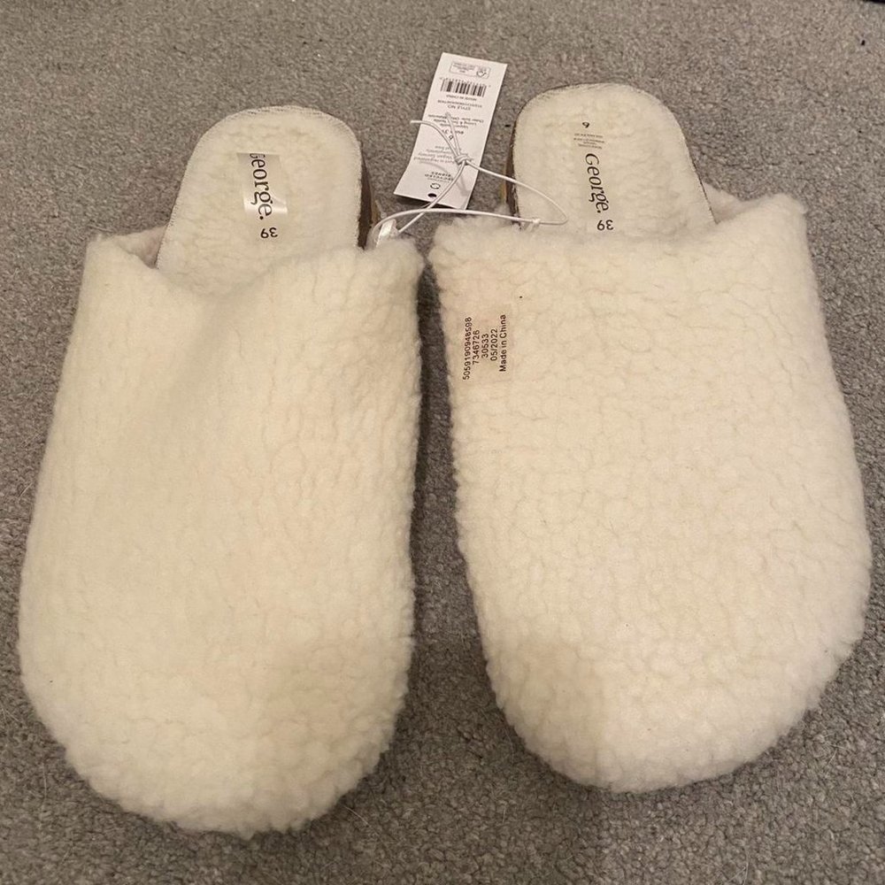 George Women's White and Tan Slippers